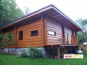 Log cabin house front side